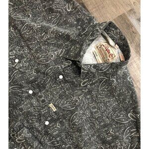 Raft C Pro Flex 2XLT Gray Paisley Pearl Snap Long Sleeve Western Shirt